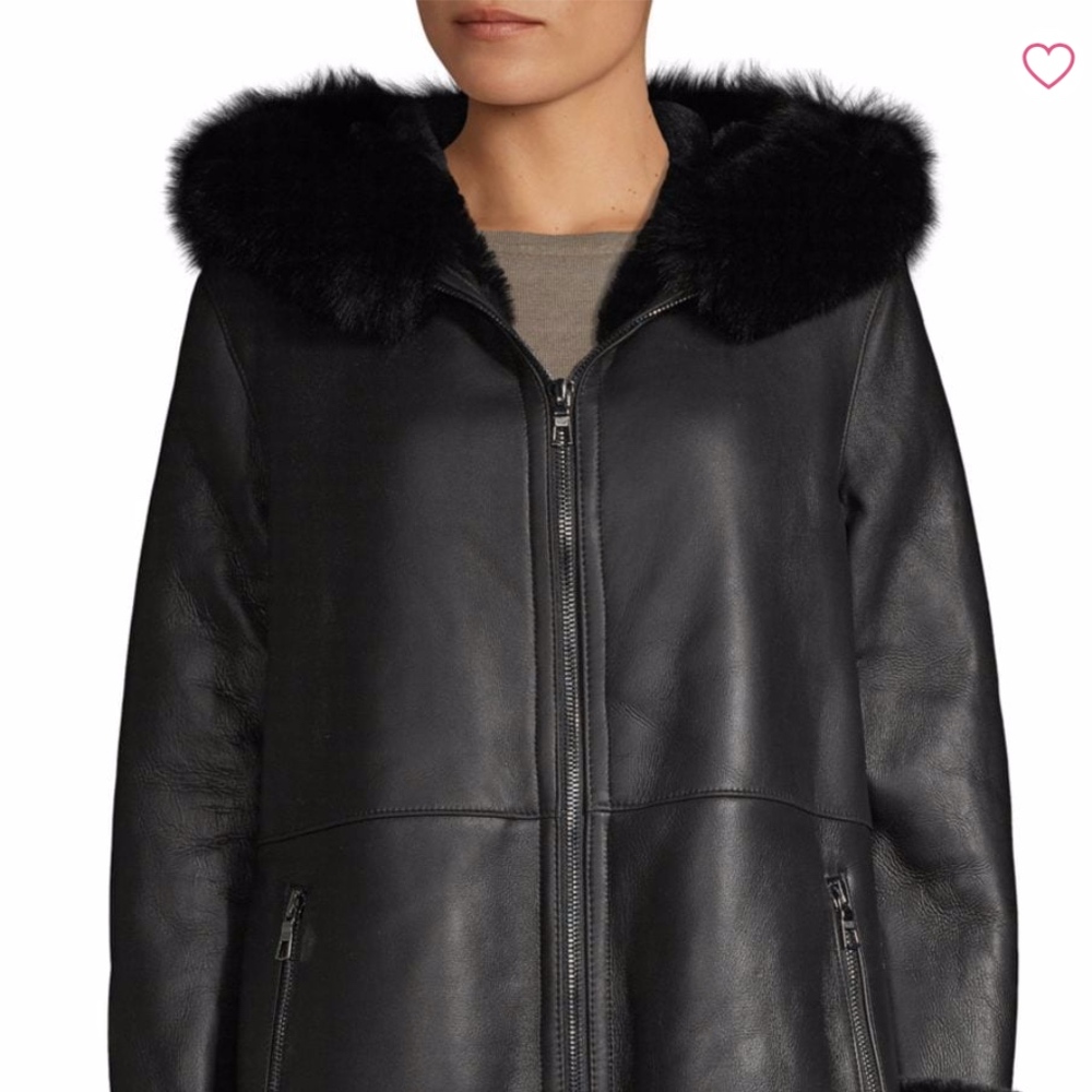 BLUE DUCK Fox Fur-Trim Sheepskin Hooded Jacket - Picture 5 of 15